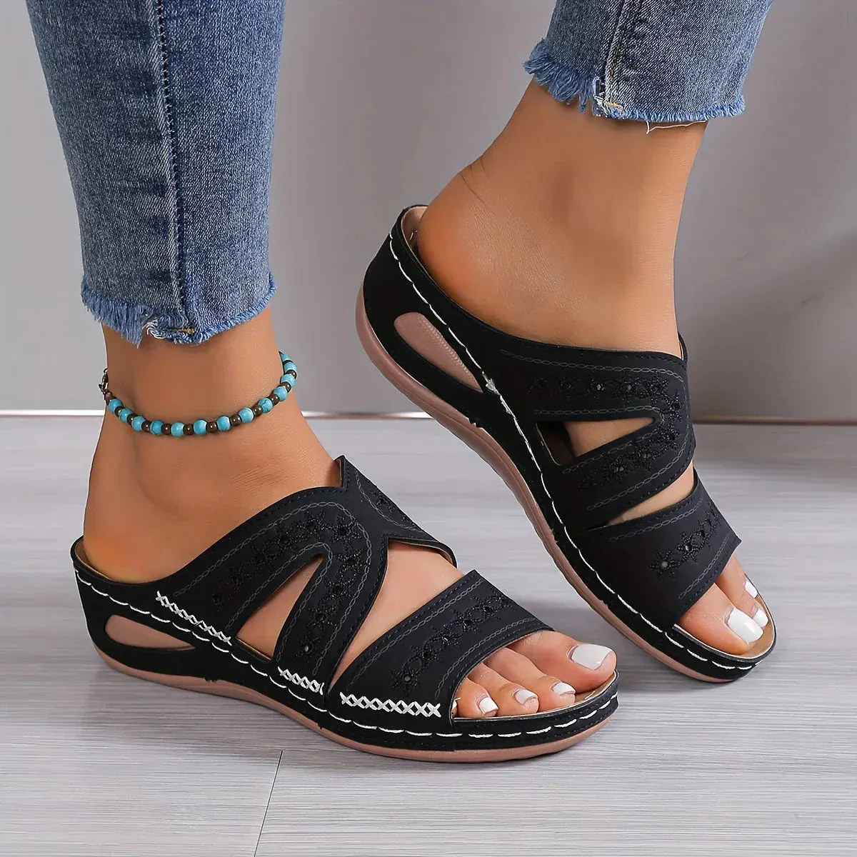 Damen Hallow Out Design Keilsandalen