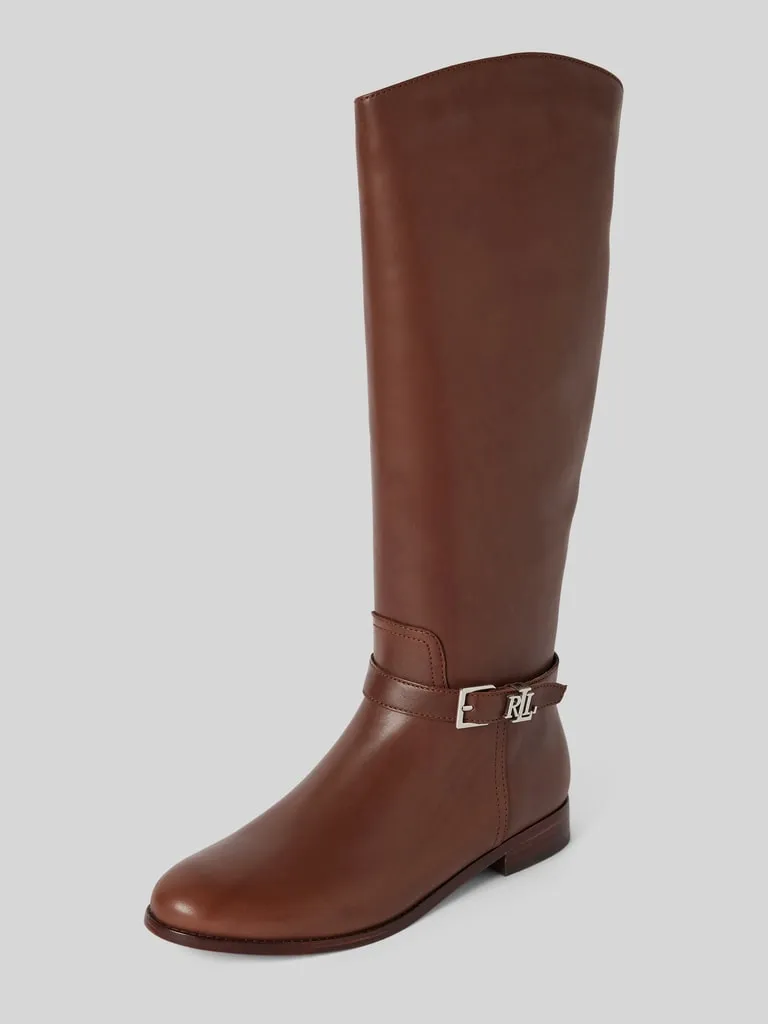 Lauren Ralph Lauren Lederstiefel mit Label-Applikation Modell 'BROOKE' (dunkelbraun) online kaufen