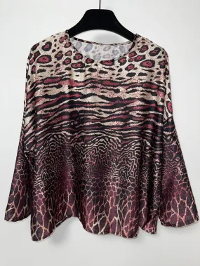 Lila Bluse mit Leopardenmuster (T7179C)