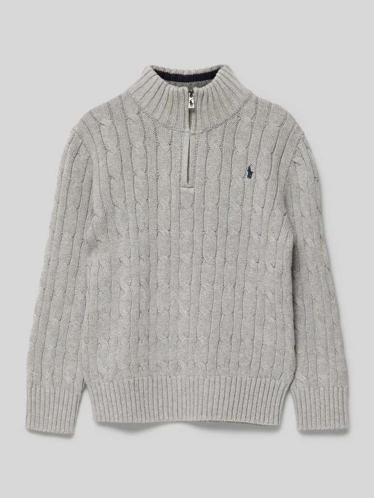 Polo Ralph Lauren Kids Strickpullover mit kurzem Reißverschluss (mittelgrau melange) online kaufen