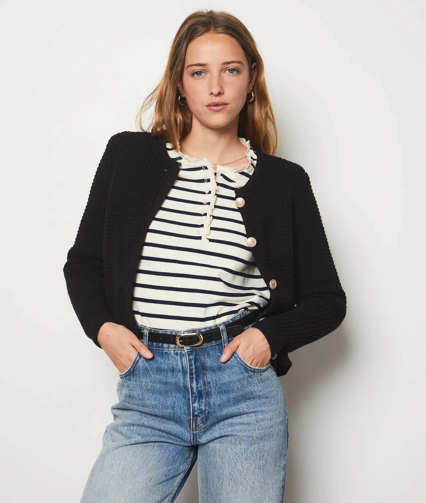 Strickjacke mit Knöpfen aus Baumwolle COTON