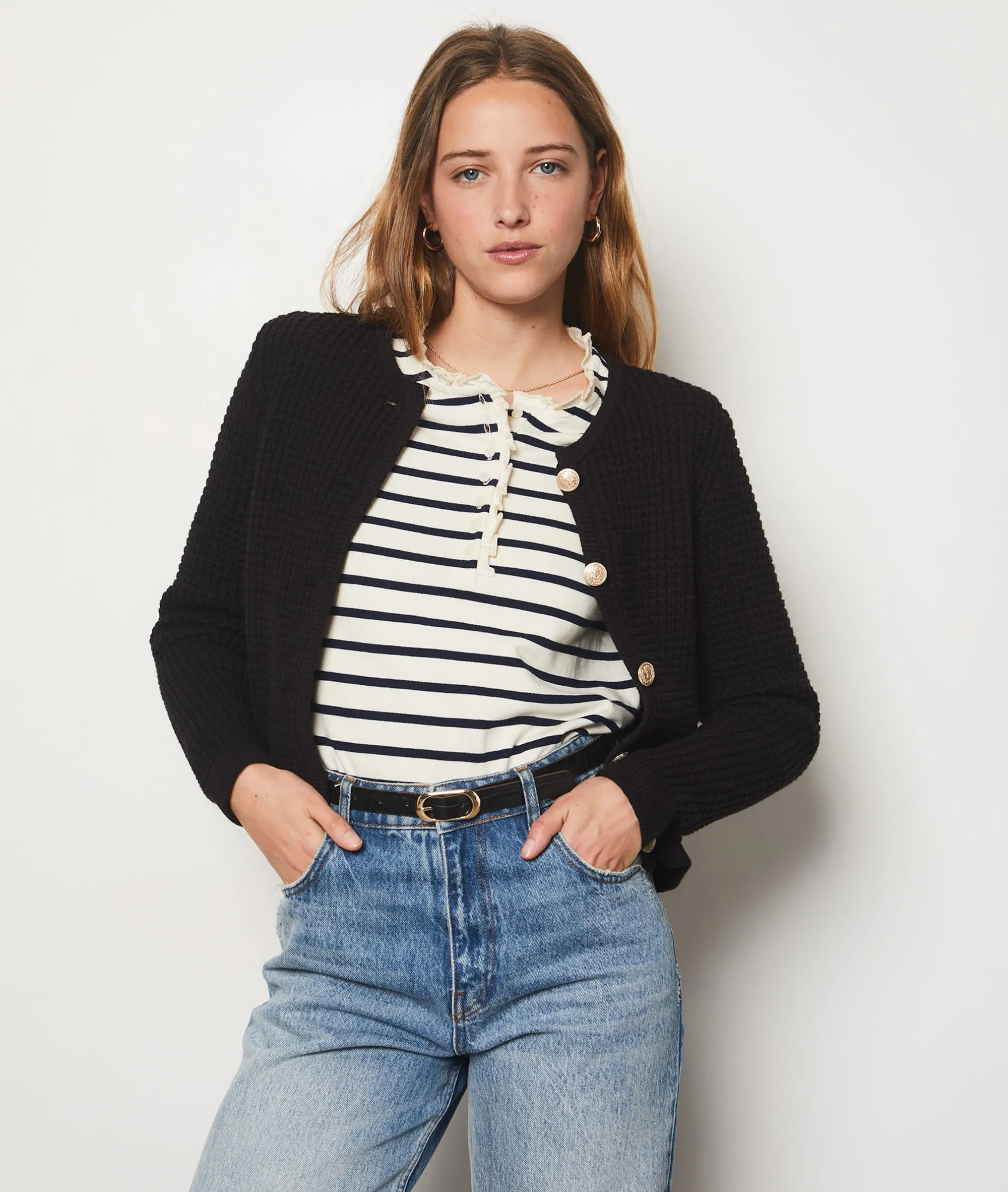 Strickjacke mit Knöpfen aus Baumwolle COTON