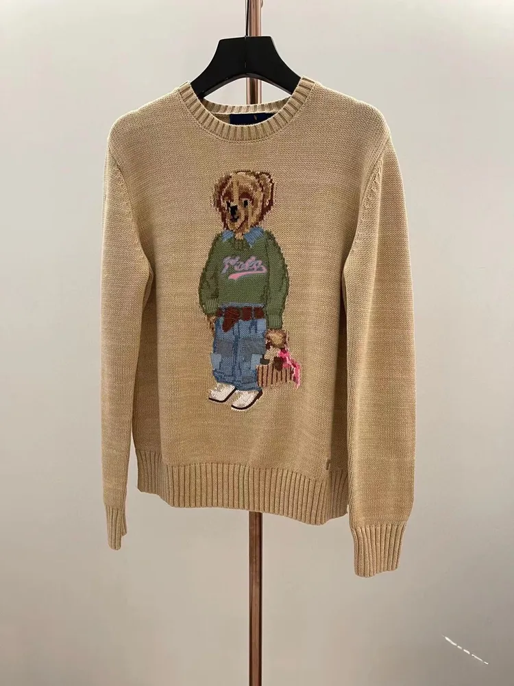 US-Luxus-Damen-Winterpullover mit Cartoon-Bär-Pullover, lässige Mode